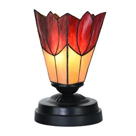Tiffany niedrige Tischlampe schwarz mit Fleur de Vanneau 