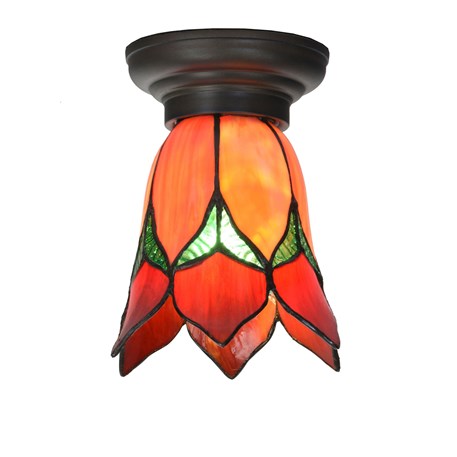 Kleine Tiffany Deckenleuchte Lovely Flower Red